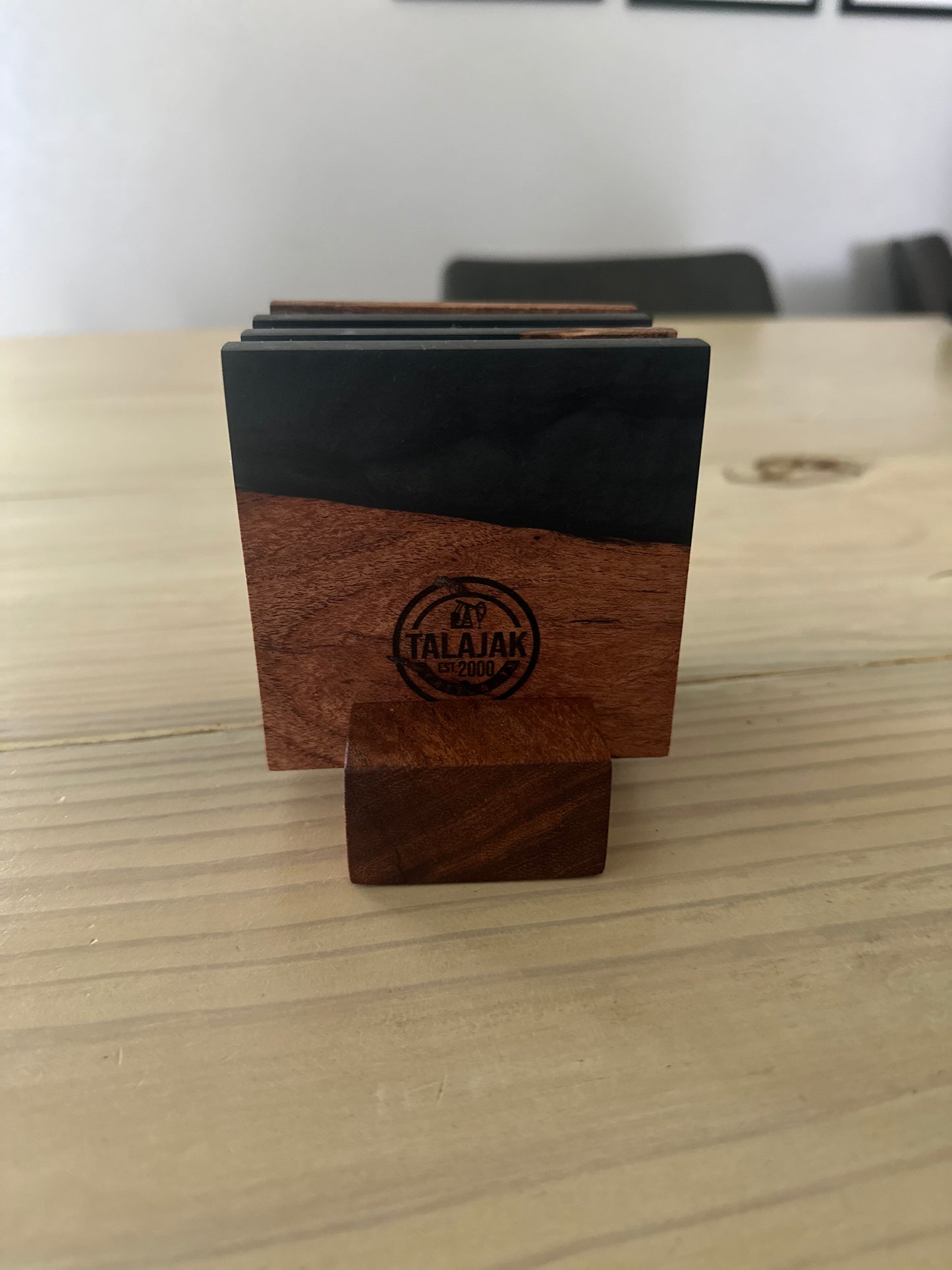 Coaster set with custom stand