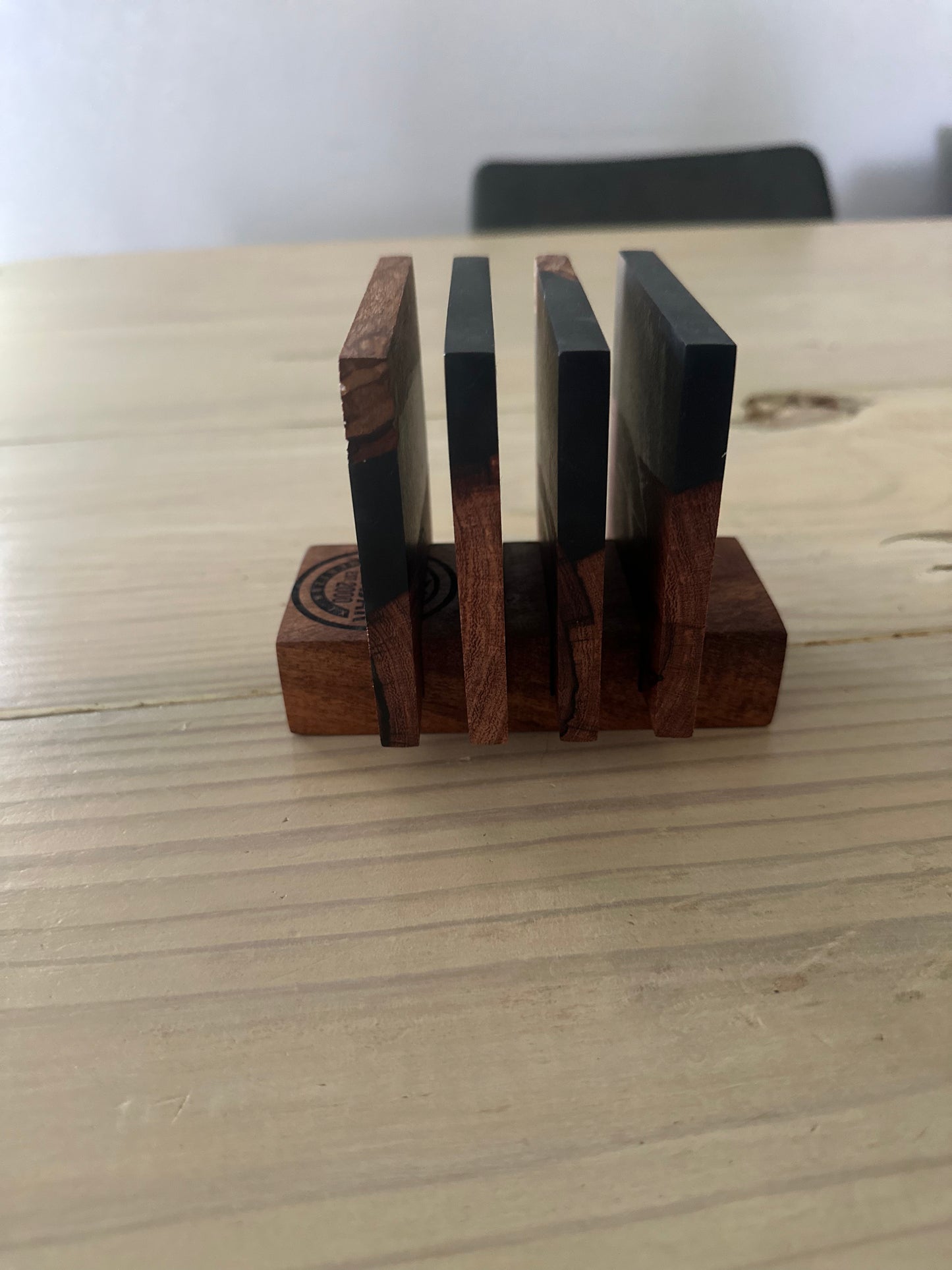 Coaster set with custom stand